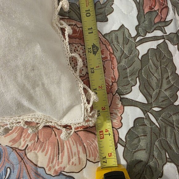 Crochet Lace Macrame Decorative Throw Pillow Cream 15x15 in. Bed Couch Chair - Picture 7 of 8